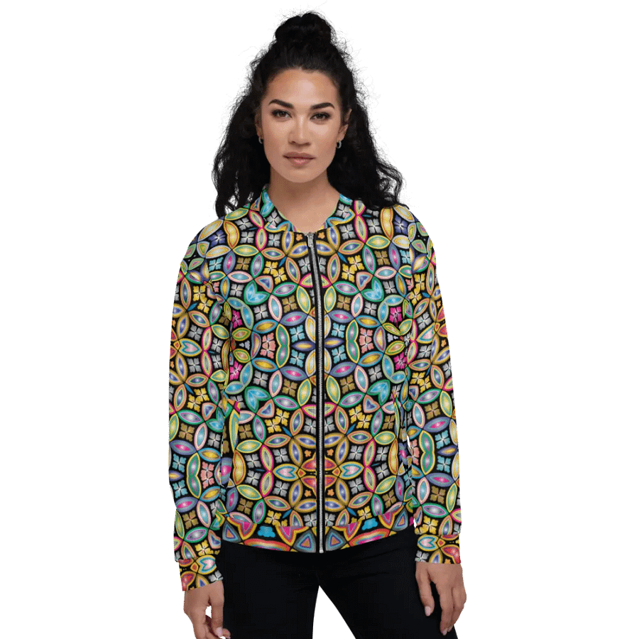 Batik Kawung Blue Bomber Jacket product image (10)