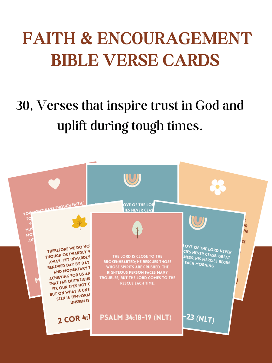 30 Bible verse cards | Printable scripture cards | Faith & Encouraging Bible verse cards | Memory verse cards product image (1)