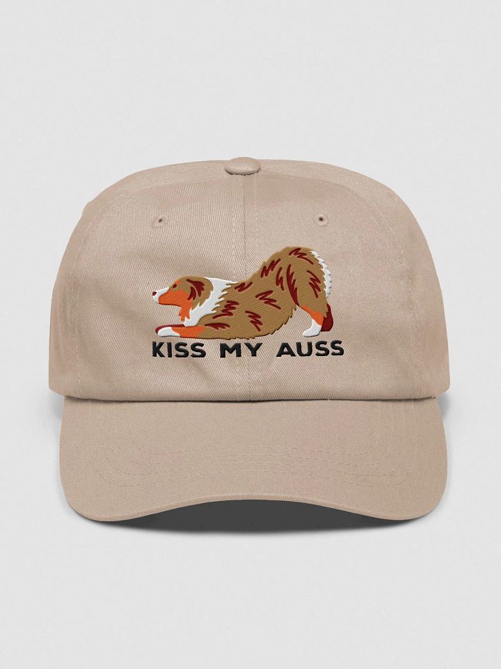 Kiss My Auss Classic Dad Hat(Embroidered) of an Australian Shepherd(Red Merle) product image (33)