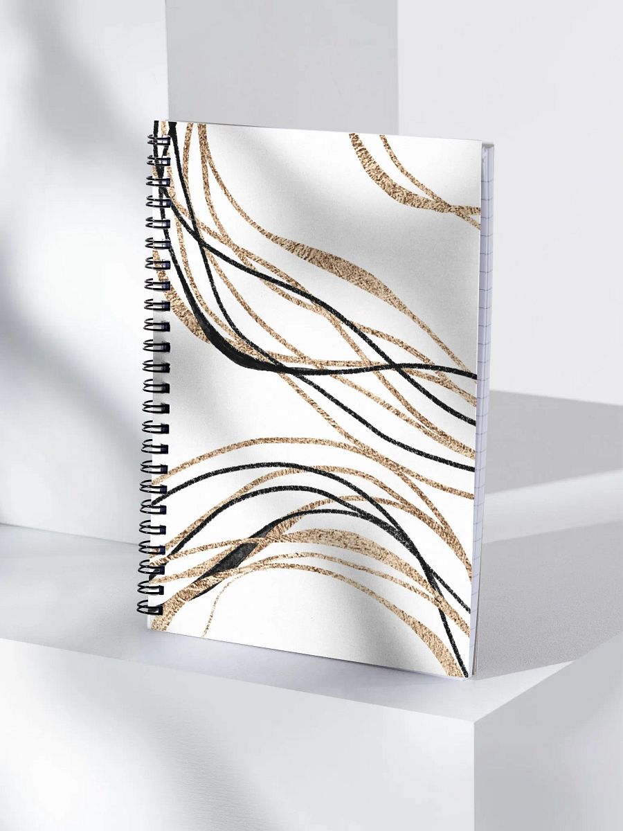 Black & Gold Swirls Line Art Spiral Notebook product image (4)