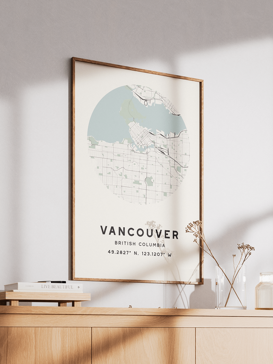 Vancouver Street Map Poster – Beige Minimalist Circular City Art product image (2)