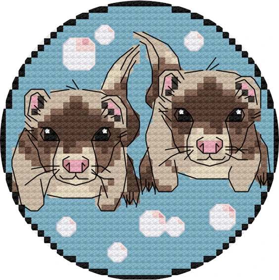 Zodiac Ferret - Gemini Pearl Ferret Cross Stitch Pattern (Digital PDF) product image (1)