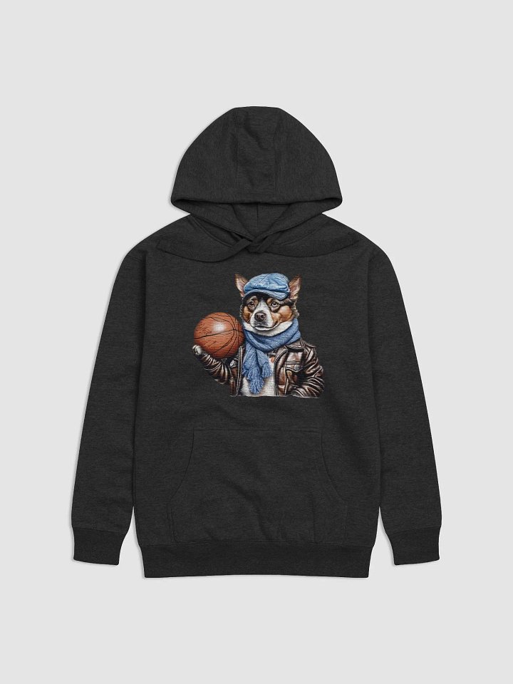 dog wearing a leather jacket and a hat holding a basketball Hoodie product image (7)