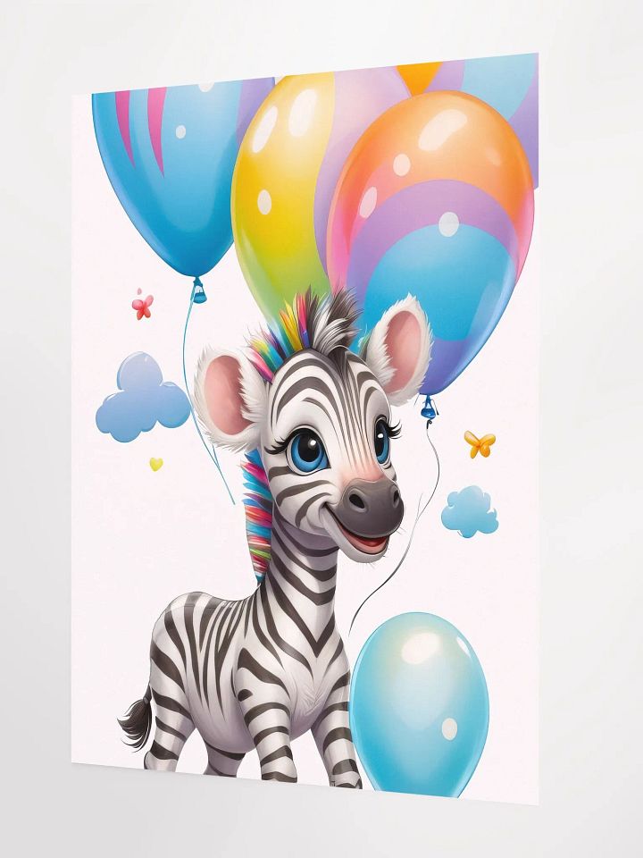 Baby Zebra - Poster - Nursery-Kids Room - Medium Size 18x24 Inches product image (2)