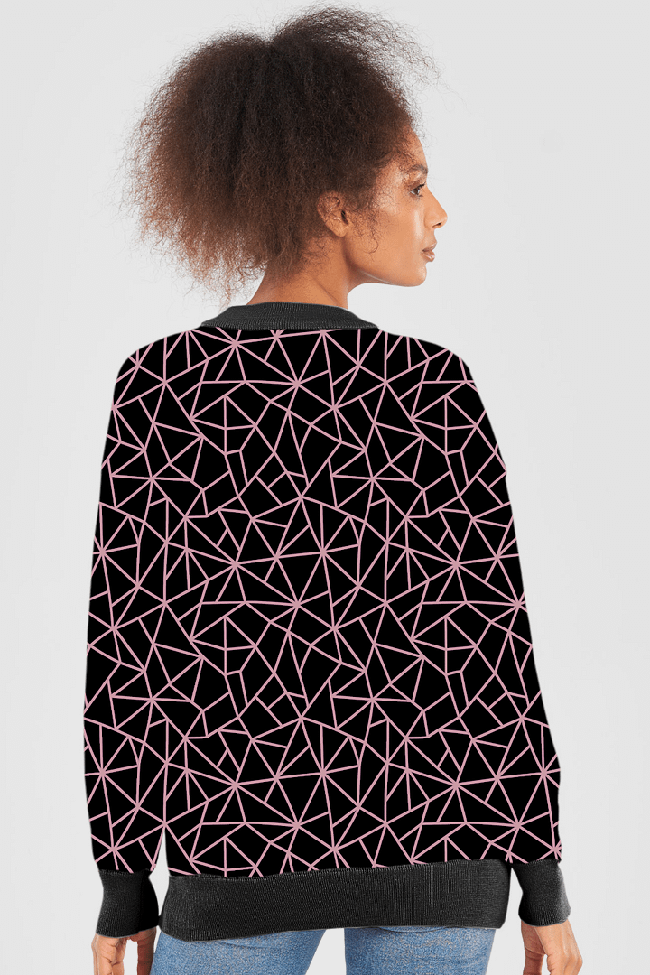 Pink Black Geometric Pattern Sweater product image (10)