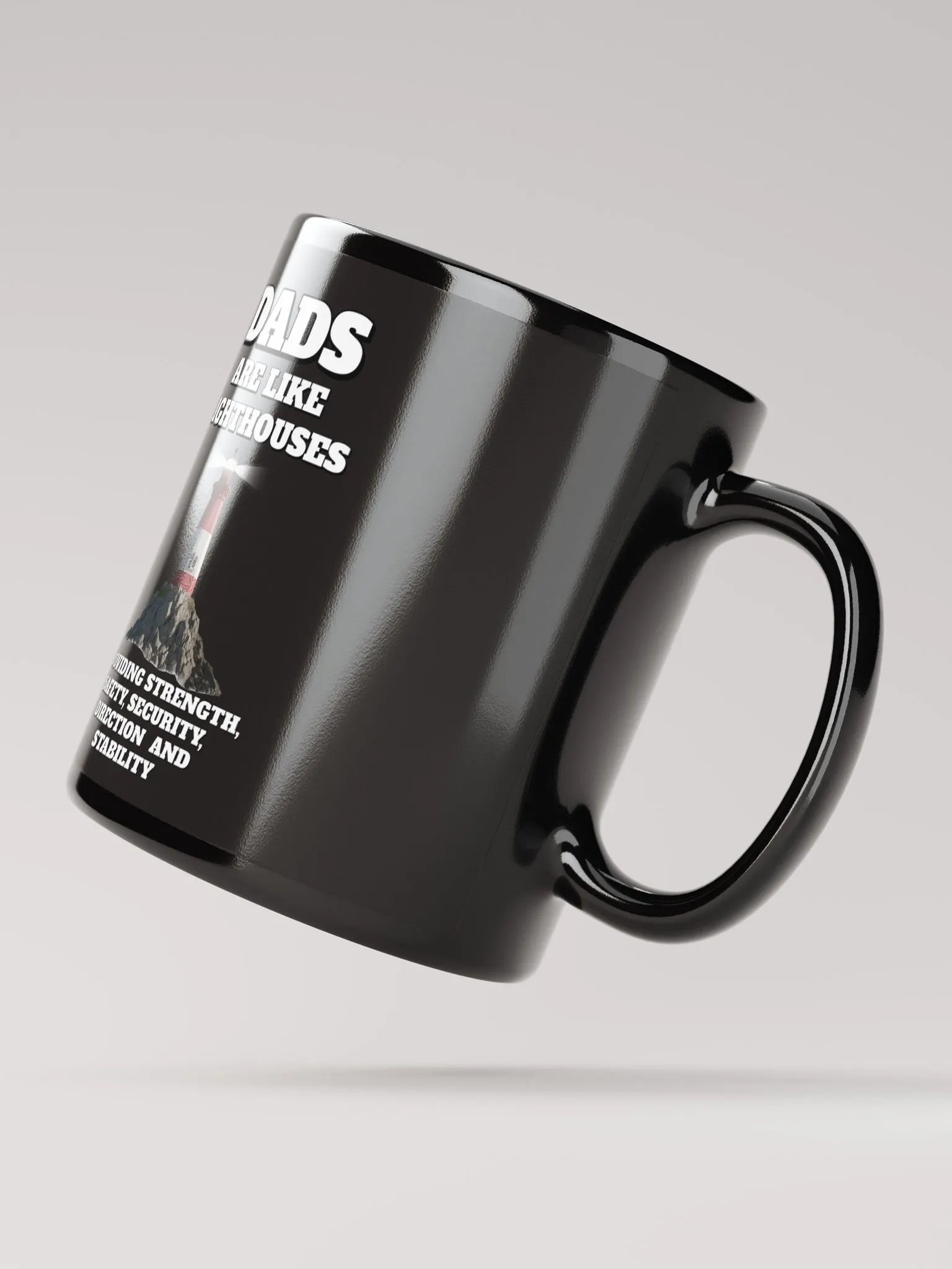 Dads Are Like Lighthouses Inspirational Black Mug product image (3)