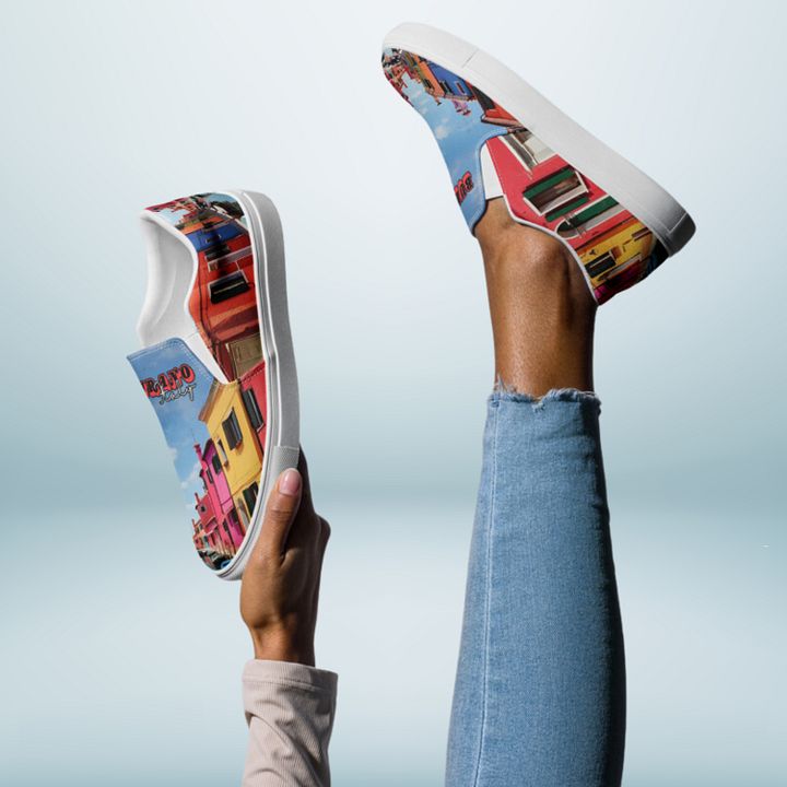 Burano Italy All Over Print Slip On Canvas Shoes product image (2)