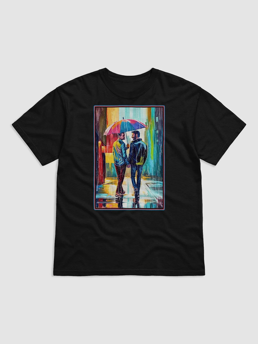 Gay Couple In The Rain – Colorful Two Hearts T-Shirt product image (1)