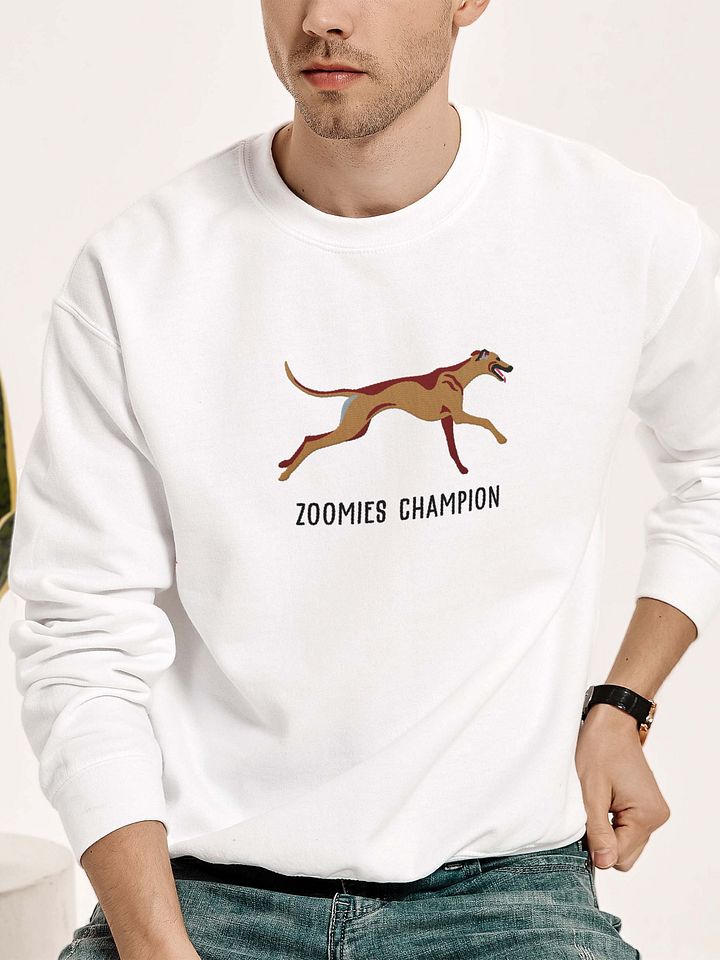 Zoomies Champion Sweatshirt (Embroidered) of a Greyhound(Tan) product image (2)