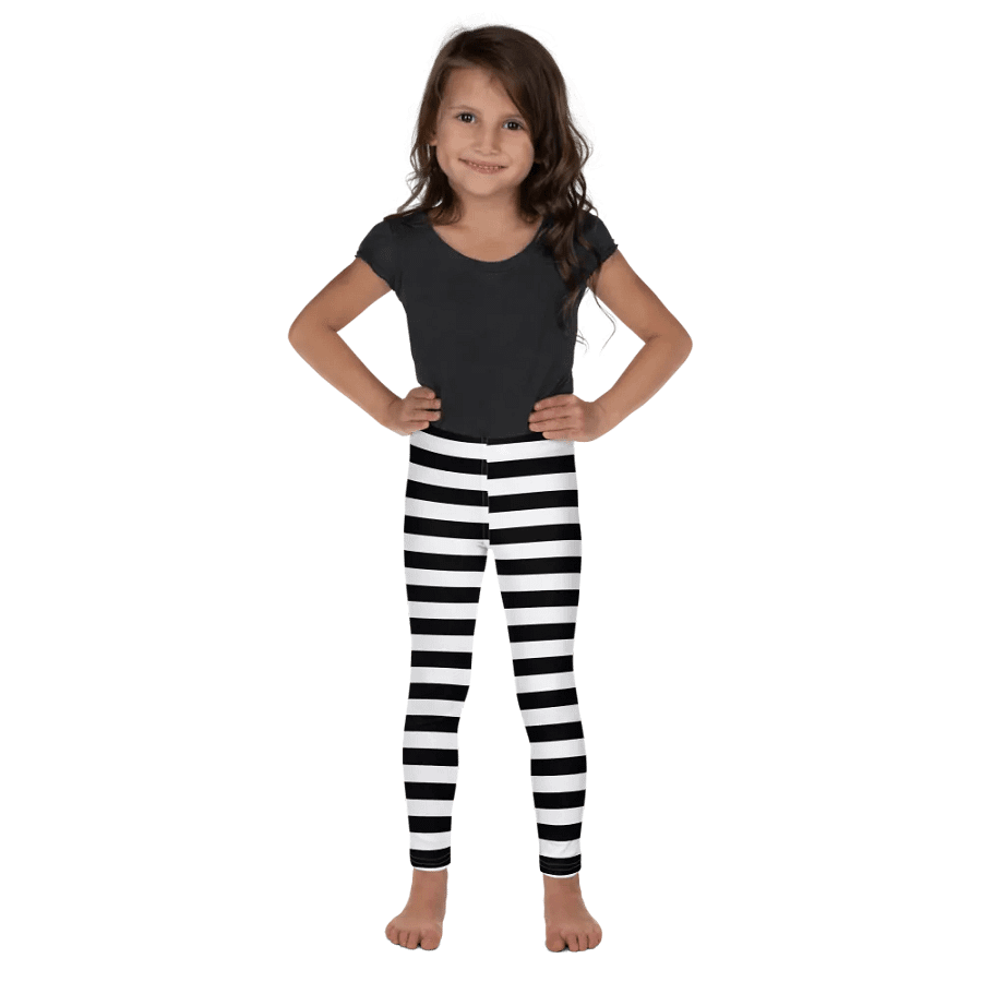 Striped Black and White Kids Leggings product image (5)