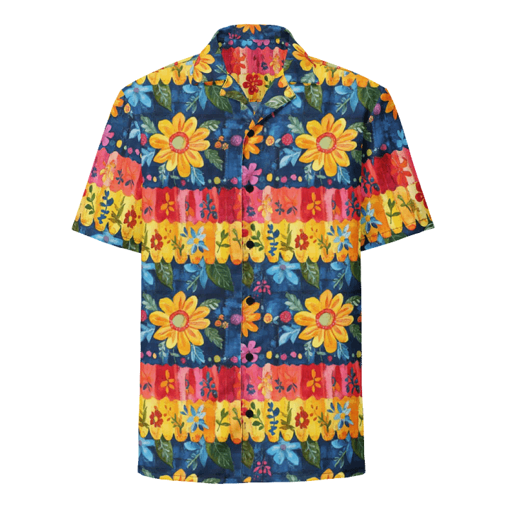 Mexican Folk Art Floral Pattern-Seamless Textured Stripe Hawaiian Shirt product image (1)