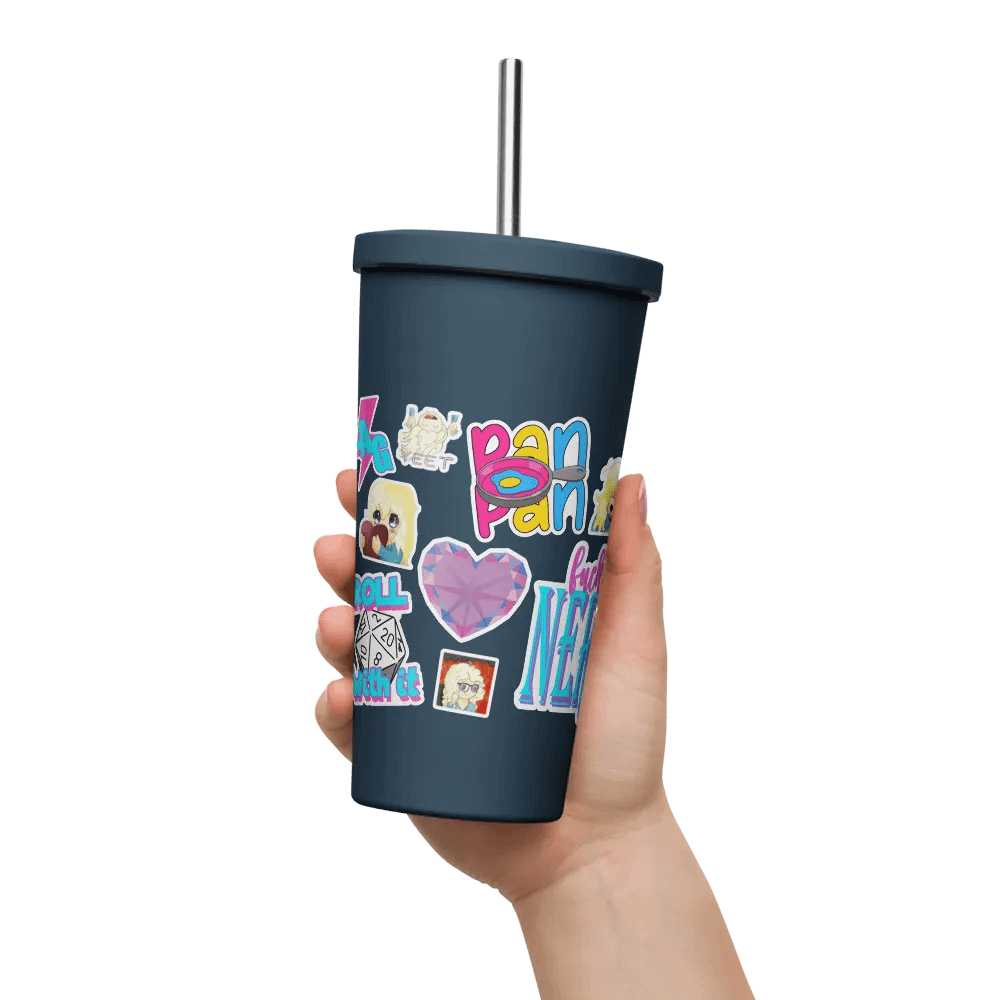Faux Sticker Insulated Tumbler with Lid and Straw product image (12)