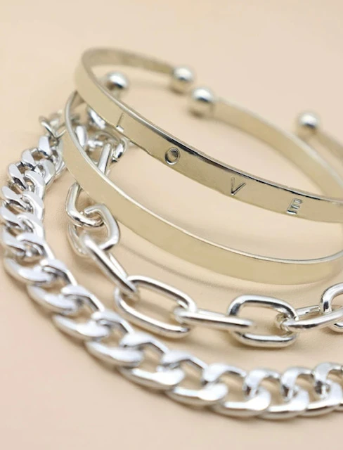 4 PC DECOR SILVER LOVE BRACELET product image (3)