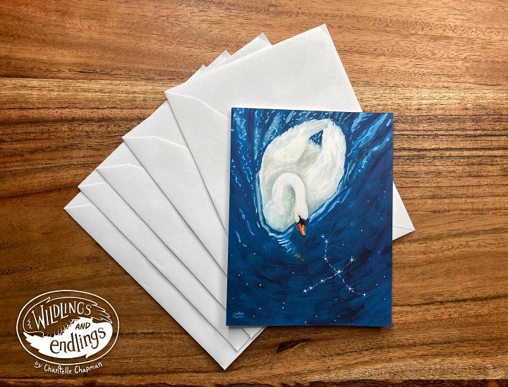 Swan Constellation 'Cygnus' - Set of 5 A2 Notecards with Envelopes product image (1)