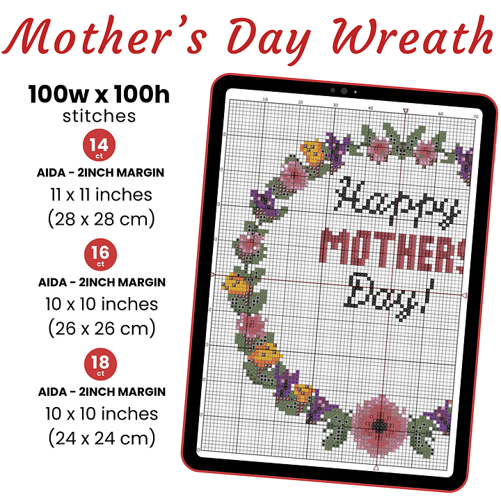 Personalized Happy Mothers Day Cross Stitch Pattern product image (2)
