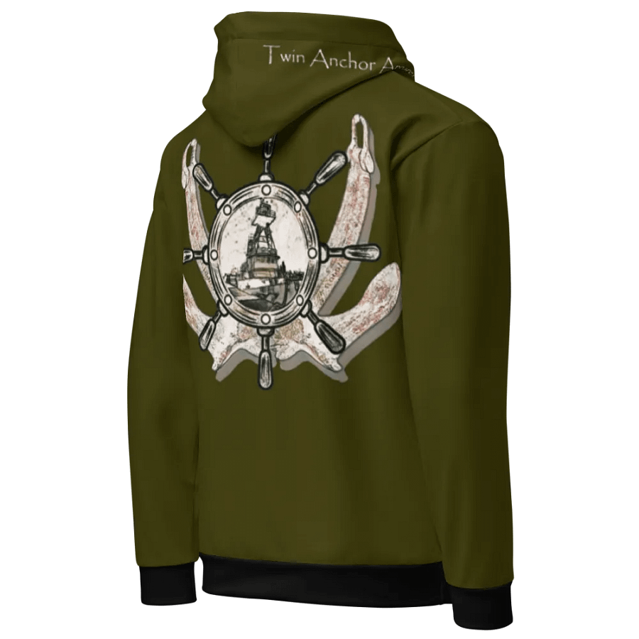 Green Twin anchor ship wheel & Tug CE Hoodie product image (10)
