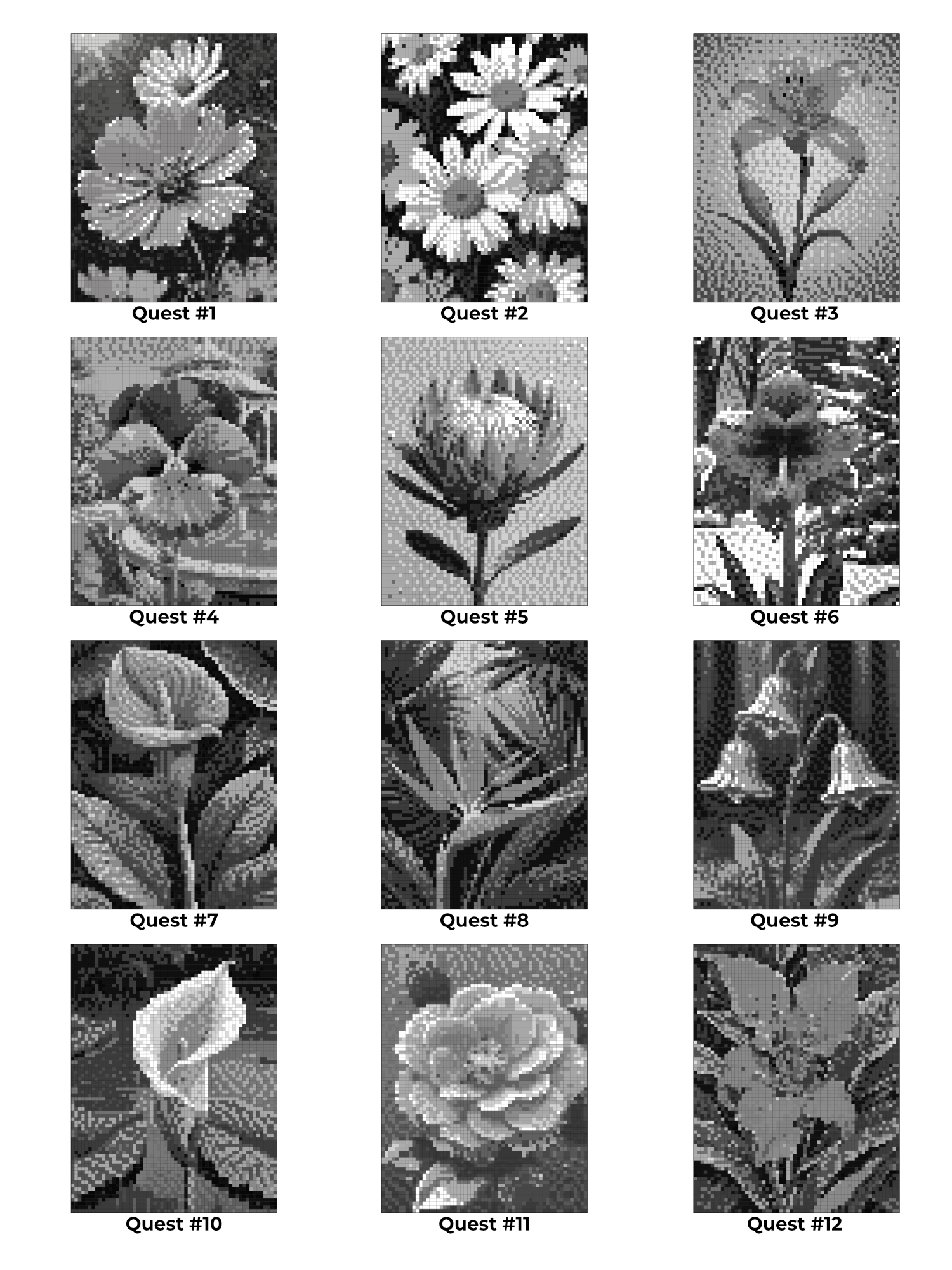 Pixel-Perfect Flowers Coloring Book: Pixel Art Color By Number with 36 Illustrations product image (5)