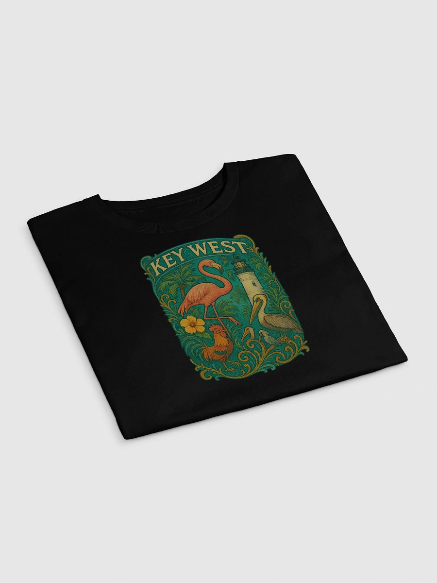 Key West Tropical Ladies Crop Top with Flamingo, Pelican, Rooster, Lighthouse, and Hibiscus product image (3)