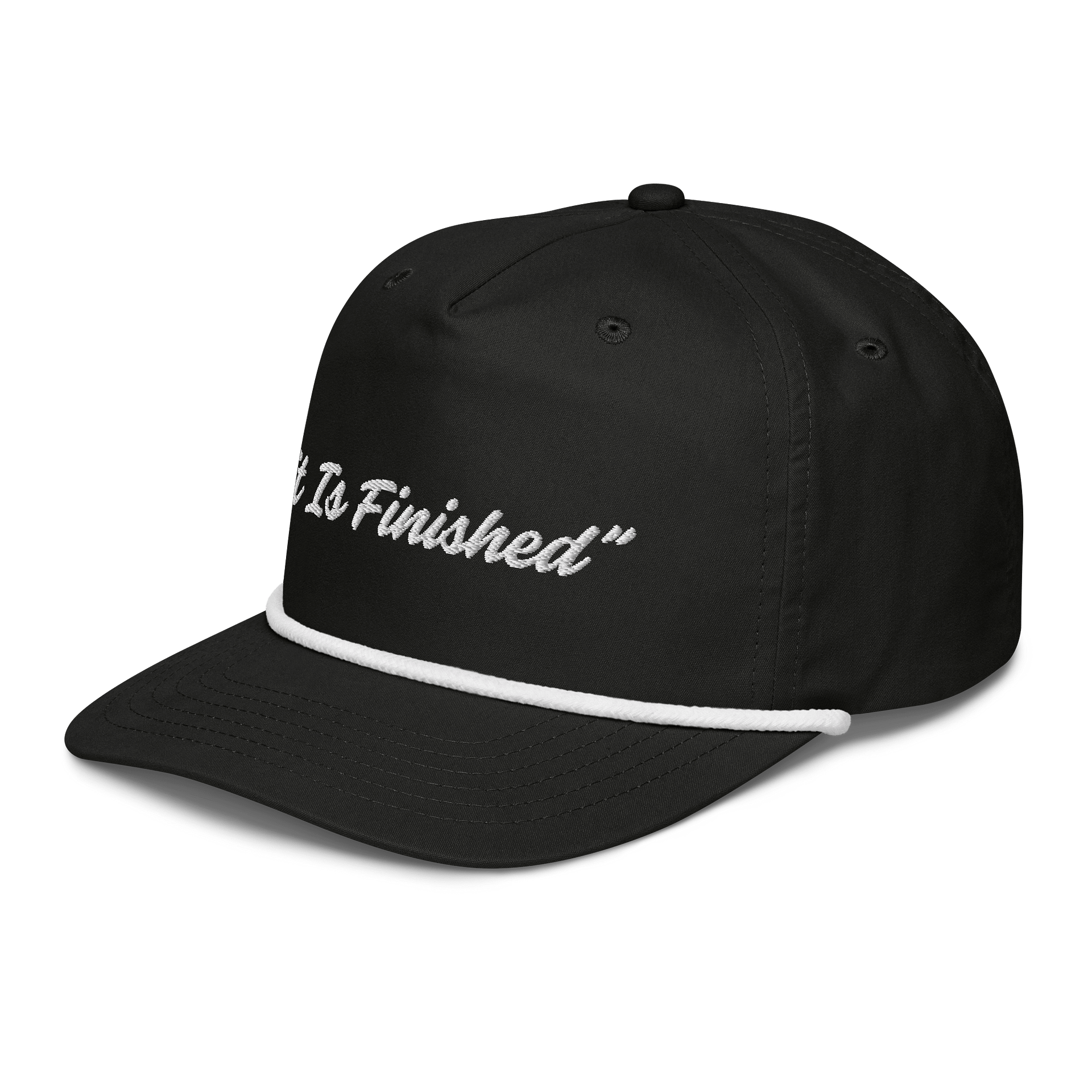 It Is Finished Hat – Minimal Christian Statement Rope Hat product image (3)