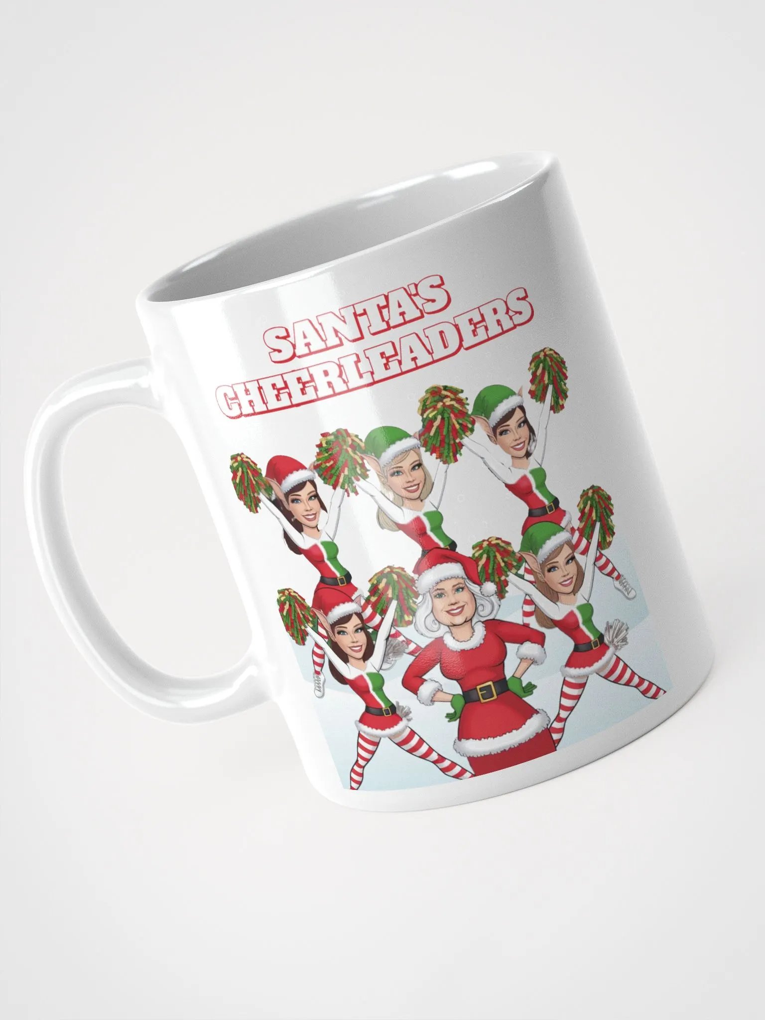 Santa's Cheerleaders Elves Squad White Mug product image (8)