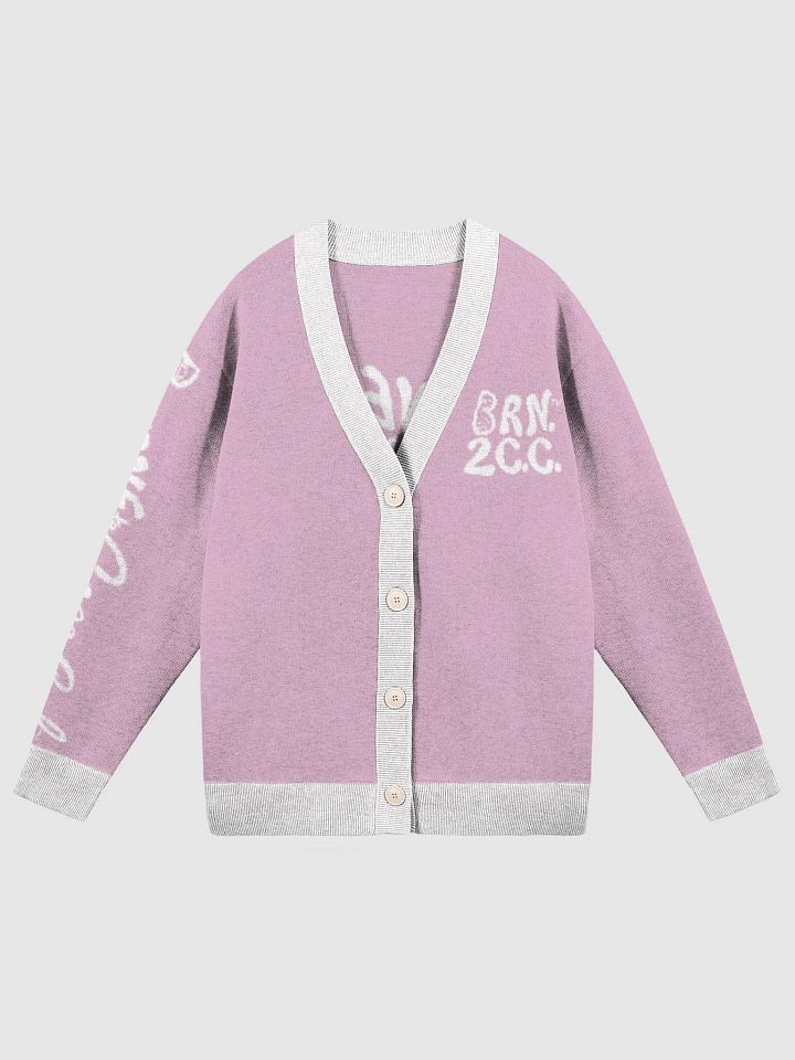 The Cape Cozy Cardigan | BOURNE to Cape Cod™ Unisex Knit Sweater | Coastal Classic Fit | Colors: Lilac & White Trim product image (1)