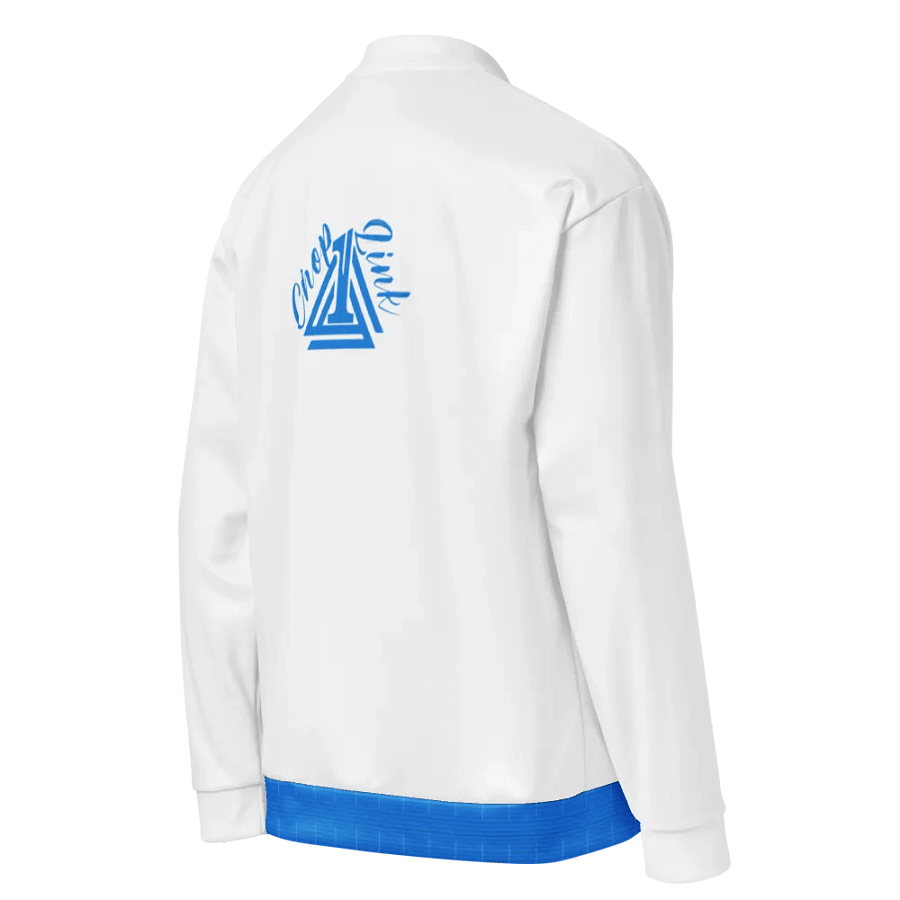White and Aqua Blue Royalty Bomber Jacket product image (4)