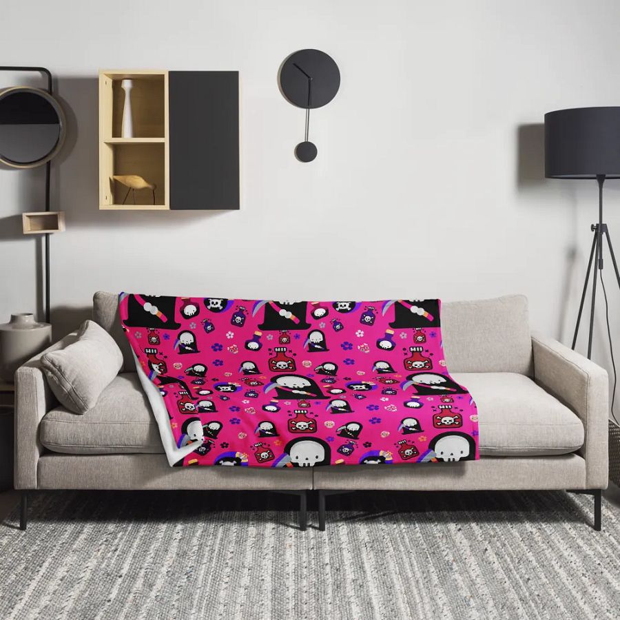 Pink Grim Reaper Throw Blanket product image (9)