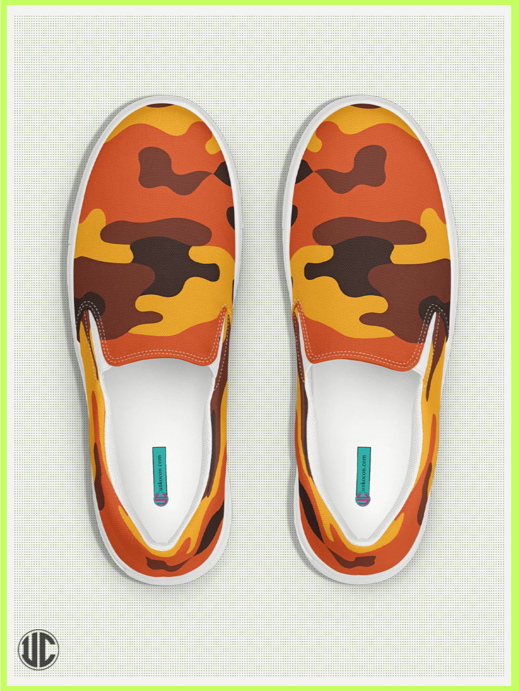 UnkoCon – Savage Sunset Orange Camo Women’s Slip-On Shoes product image (1)