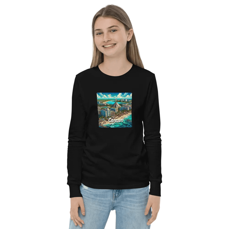 Bella+Canvas Youth Long Sleeve T-Shirt | AI design cancun city Mexico product image (2)