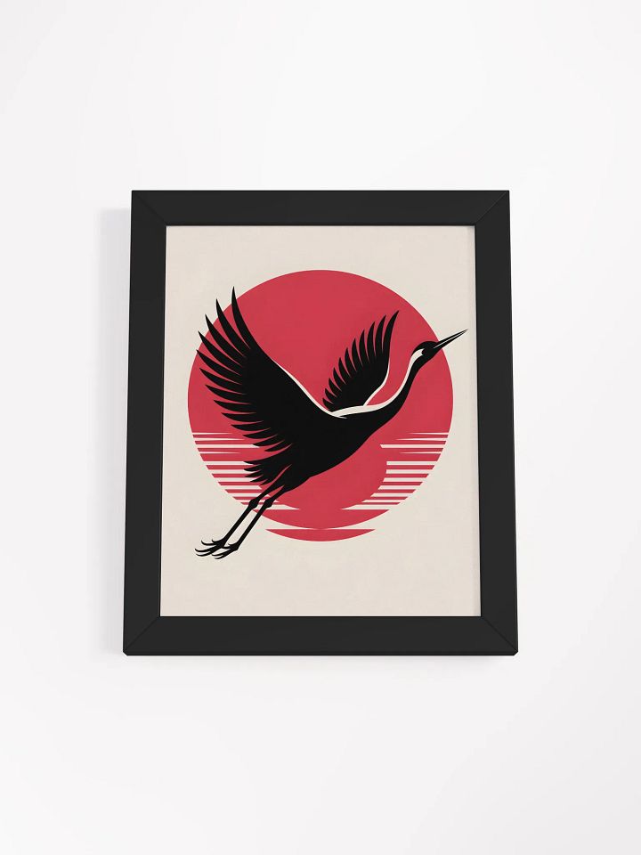 Flying Crane and Sun Framed Print | Japanese Art Wall Decor product image (1)