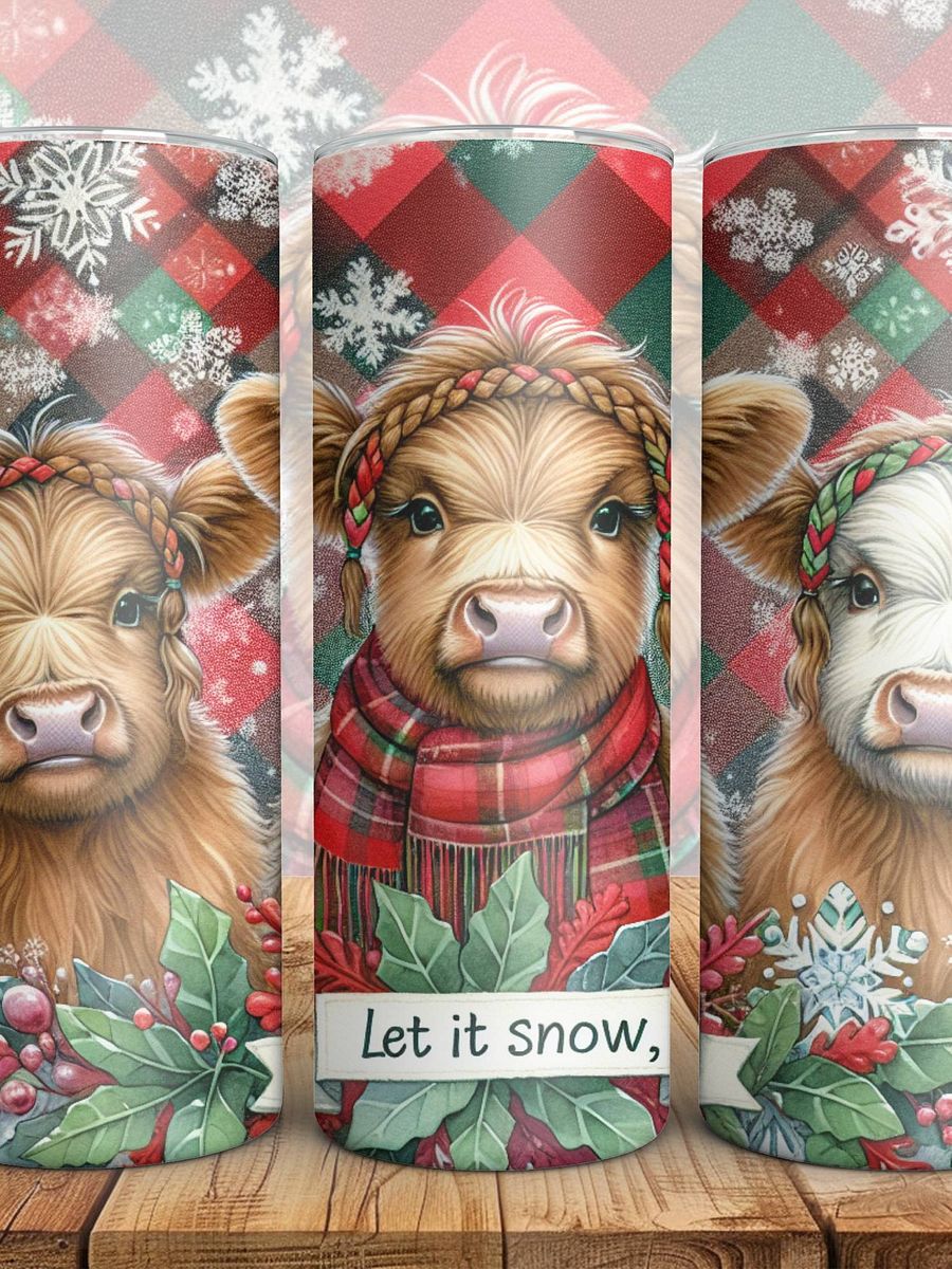 20 oz Let It Snow Highland Cow Tumbler product image (1)