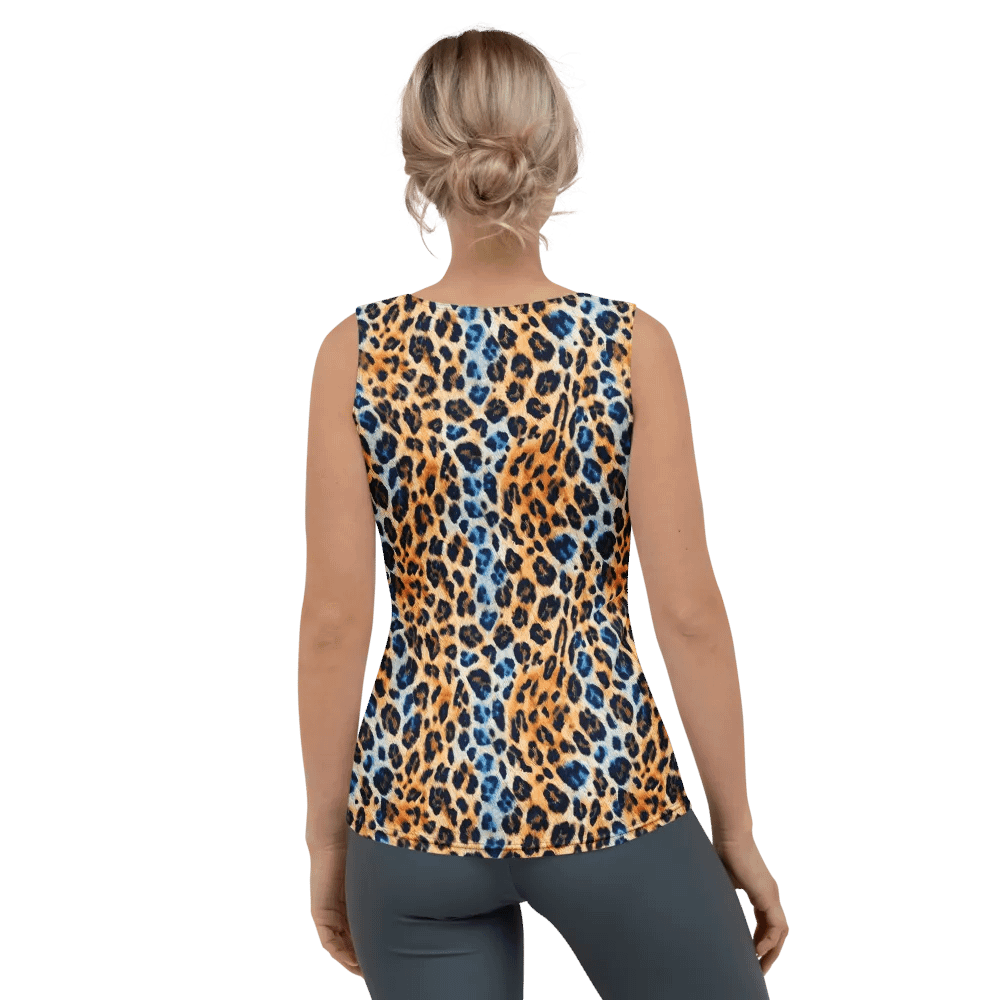 Blue Brown Leopard Woman Tank Top product image (2)