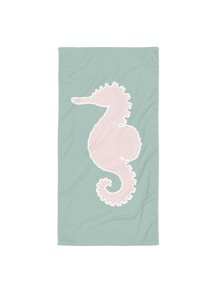 GREEN PINK SEAHORSE TOWEL - Seepferdchen Handtuch product image (2)