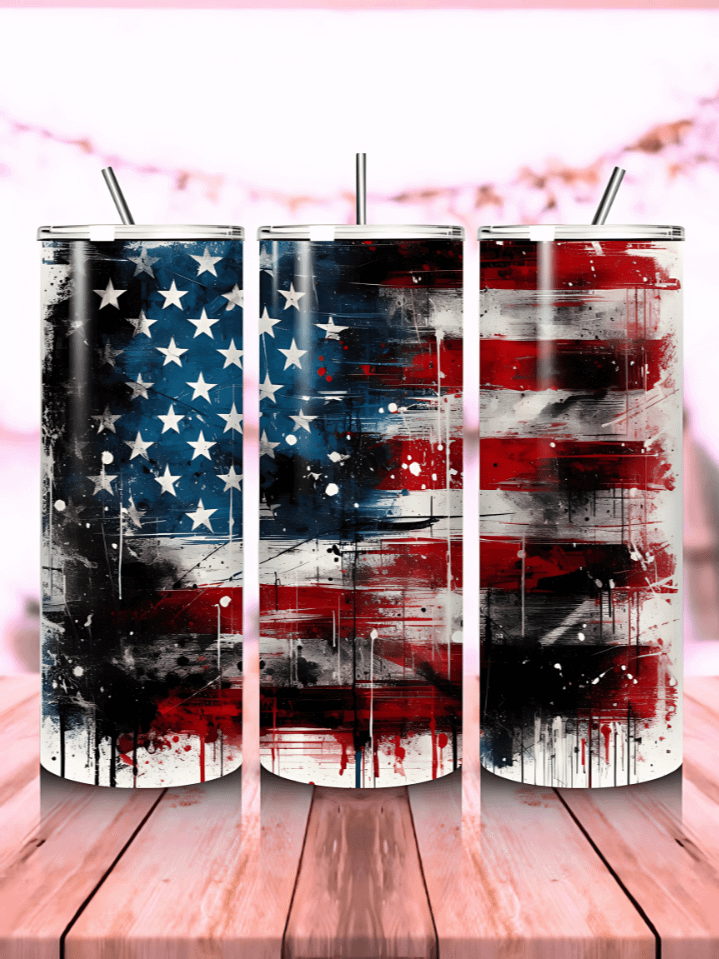 Distressed American Flag Tumbler Wrap – 20oz Skinny Sublimation PNG Design – Vintage USA Theme – Great for 4th of July & Memorial Day – Instant Digital Download – High-Resolution 300 DPI product image (1)