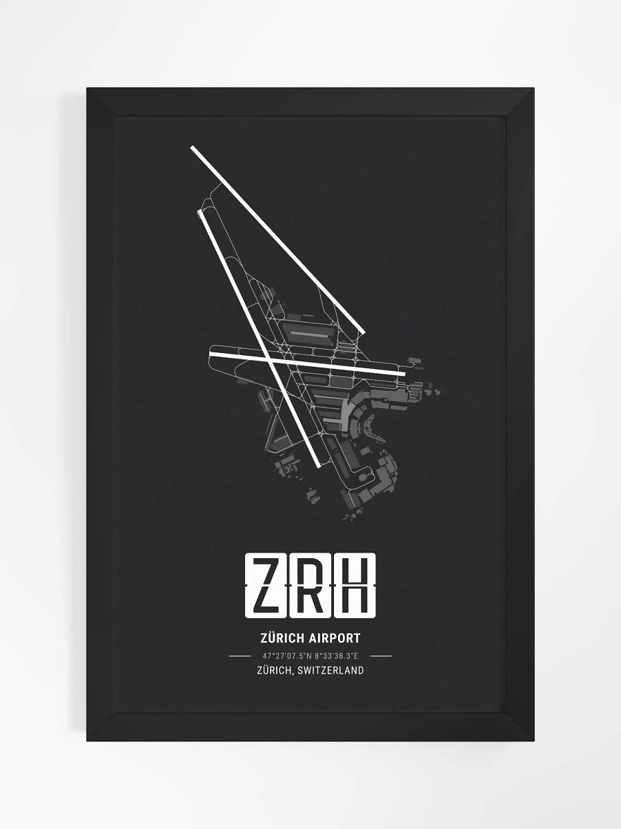 Framed Airport ZRH Premium Map On Matt Paper product image (1)