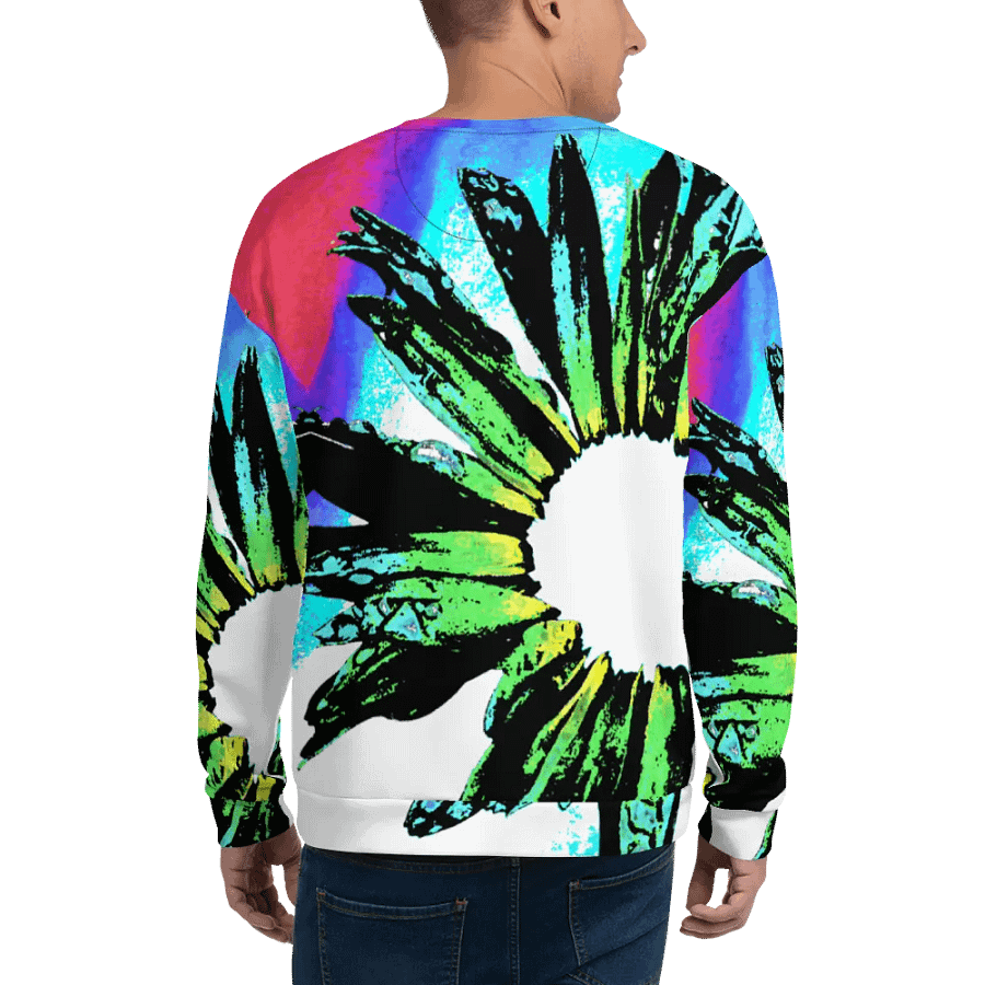 Abstract Vibrant Green Daisy Unisex Sweatshirt product image (9)
