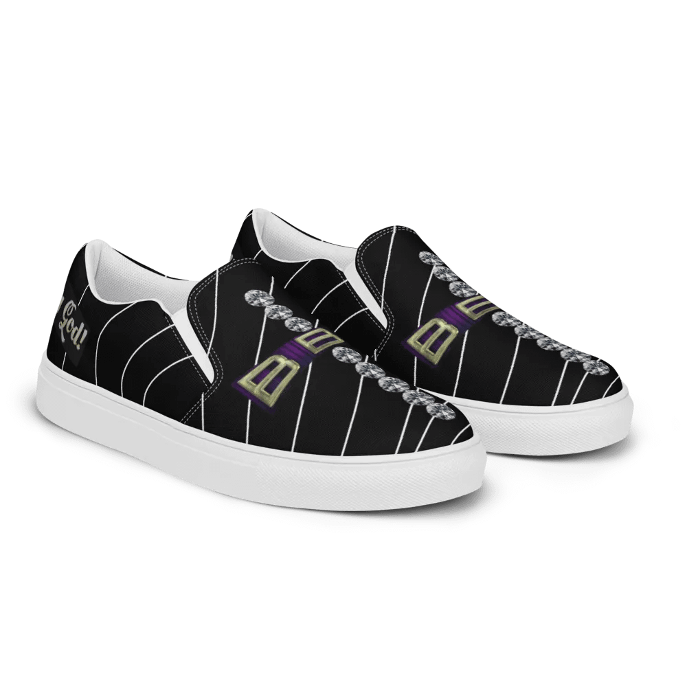BBG Black Pinstripe Men's Diamond Cross Slip Ons product image (9)