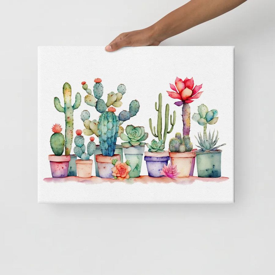 Colorful Potted Cacti And Succulents Canvas product image (8)