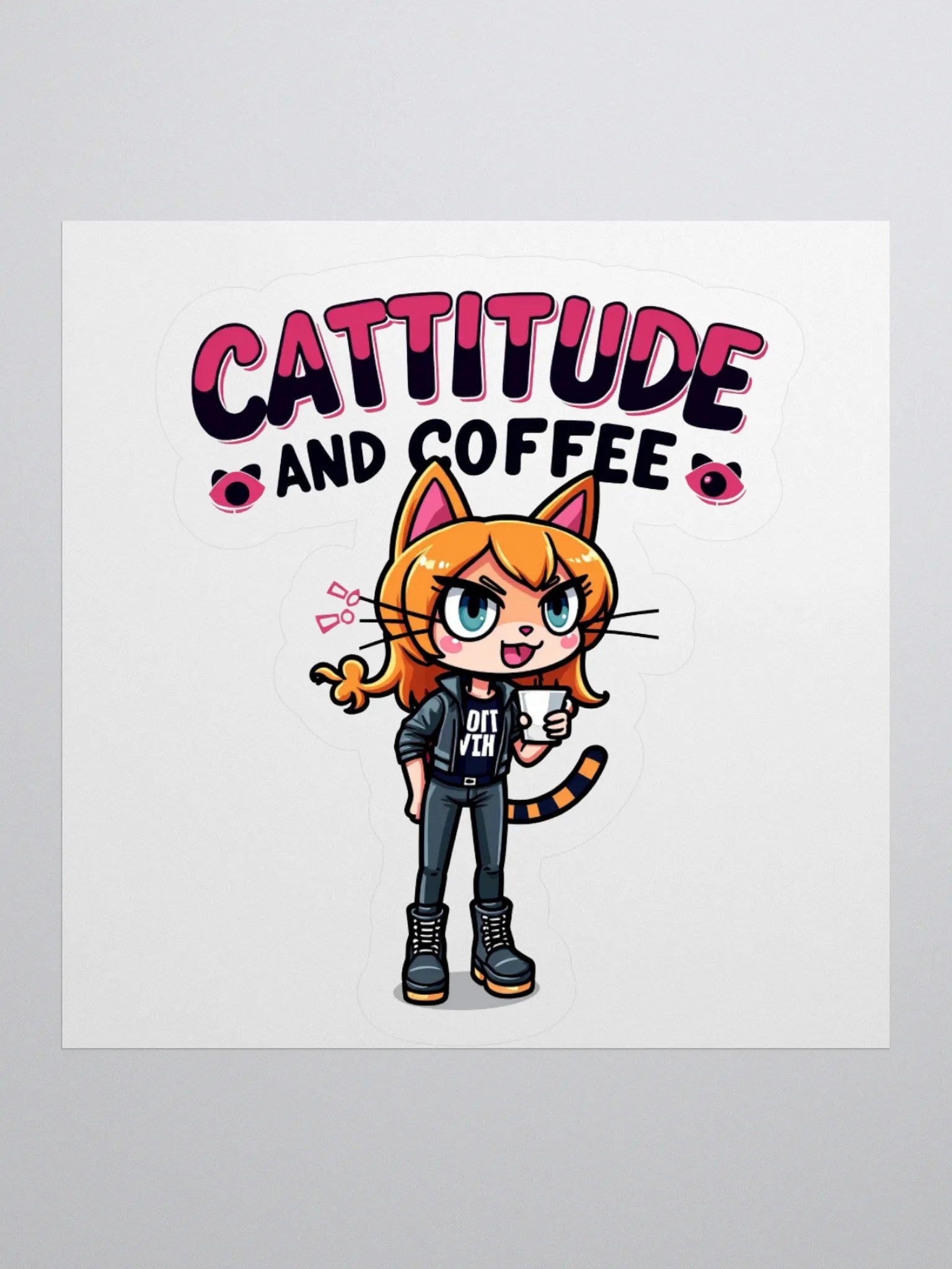 Cattitude and Coffee Kiss Cut Stickers product image (3)