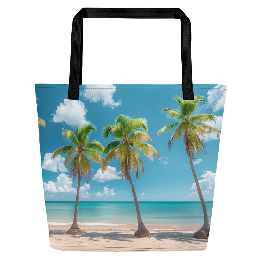 Tote Bag: Stunning Beach Palm Trees Tropical Summer Ocean Scene Design product image (1)