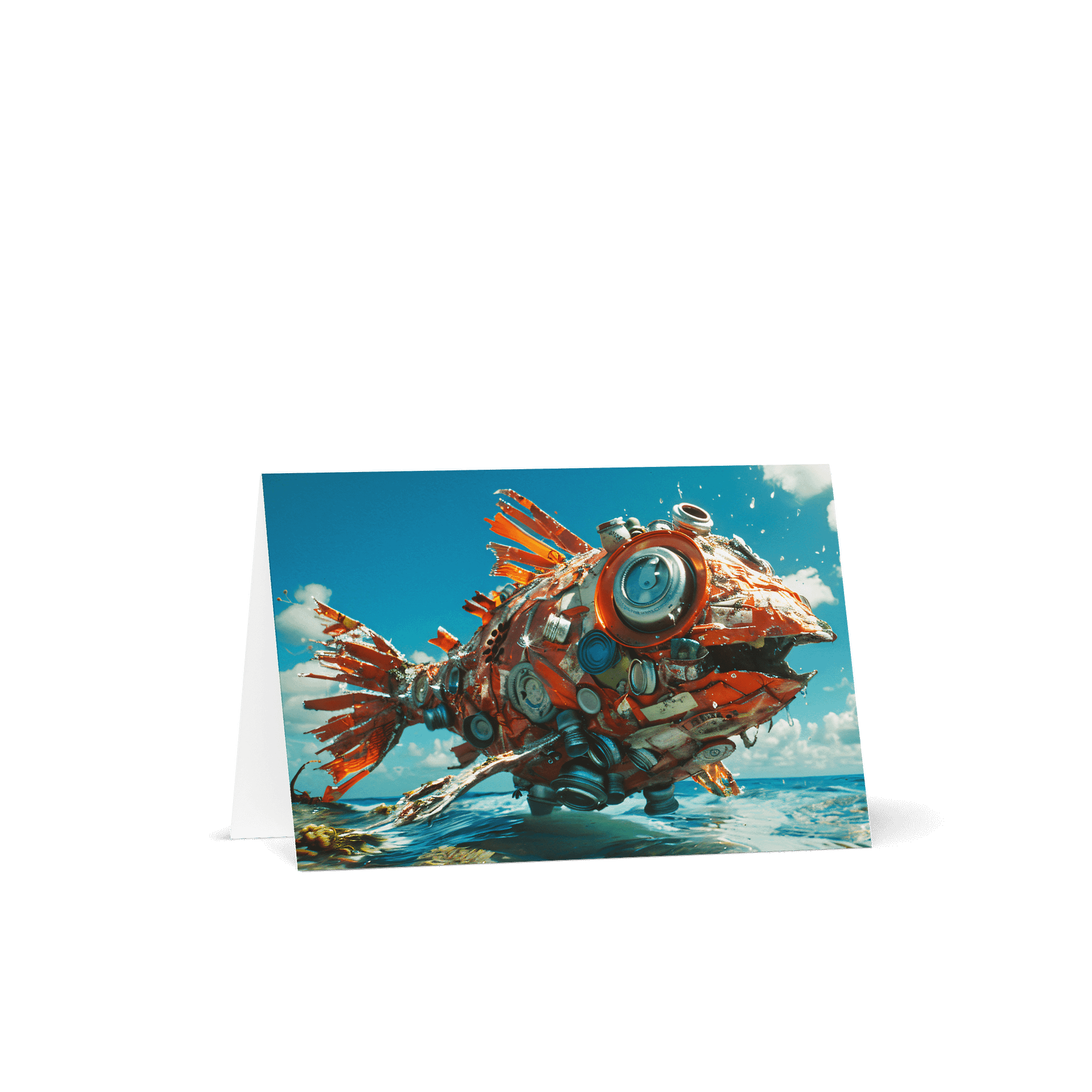 Surreal Marine Debris Ocean Pollution Fish Greeting Card product image (1)