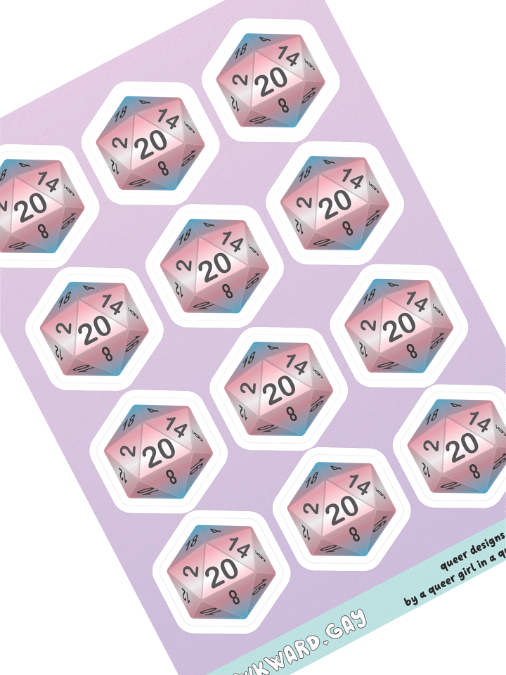 Trans Pride D20 Sticker Sheet product image (1)