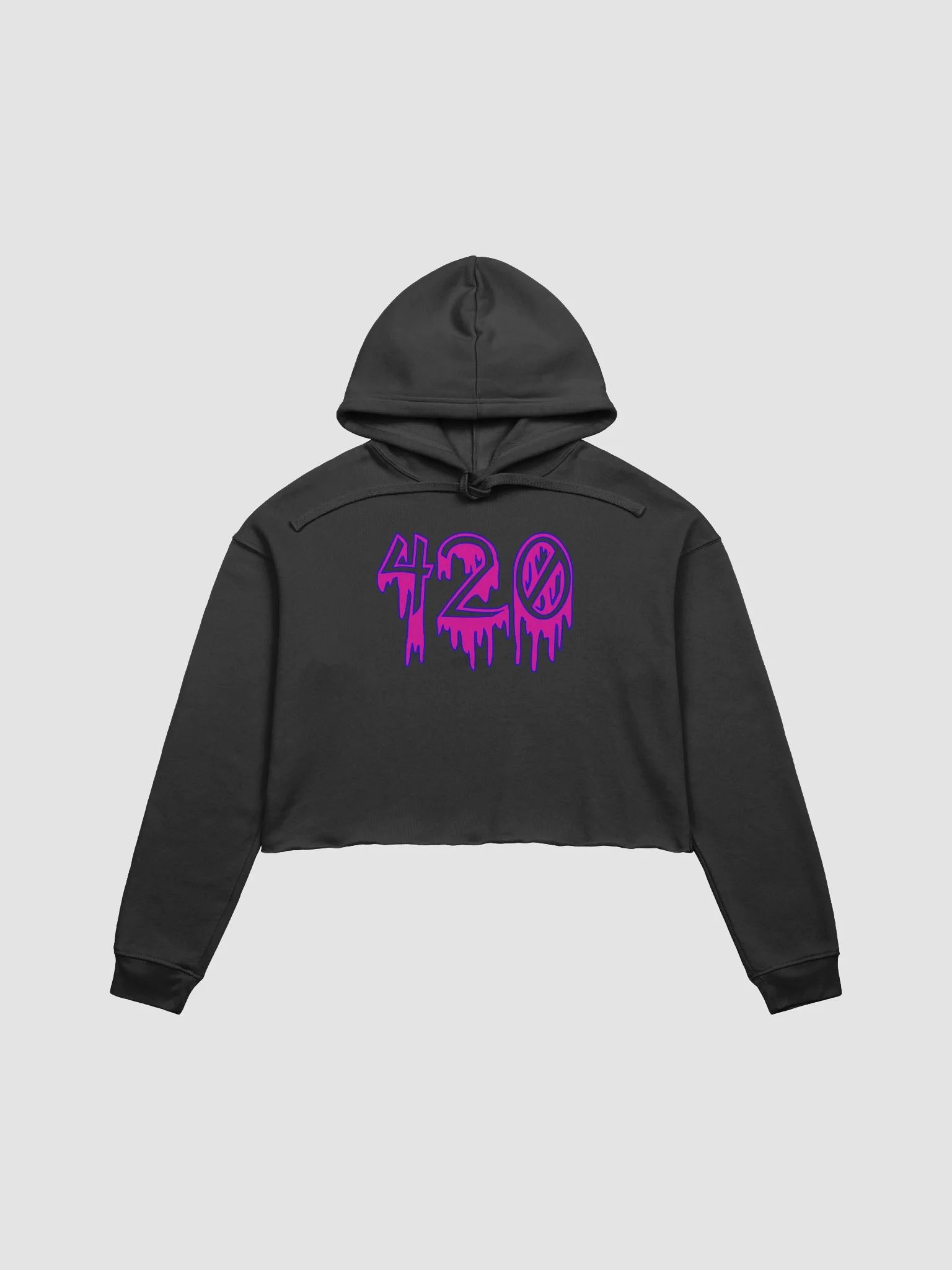 Hot Pink Blue Happy 420 Horror Crop Hoodie, Twisted Creepy Cannabis Clothing, Black Beach Goth Ganja Stoner Fashion product image (5)