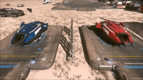 Which color?
💙
❤️

#starcitizen #pisces #c8r #c8x #anvilaerospace #ships #landingpad #desert #videogame #ingamescreenshot