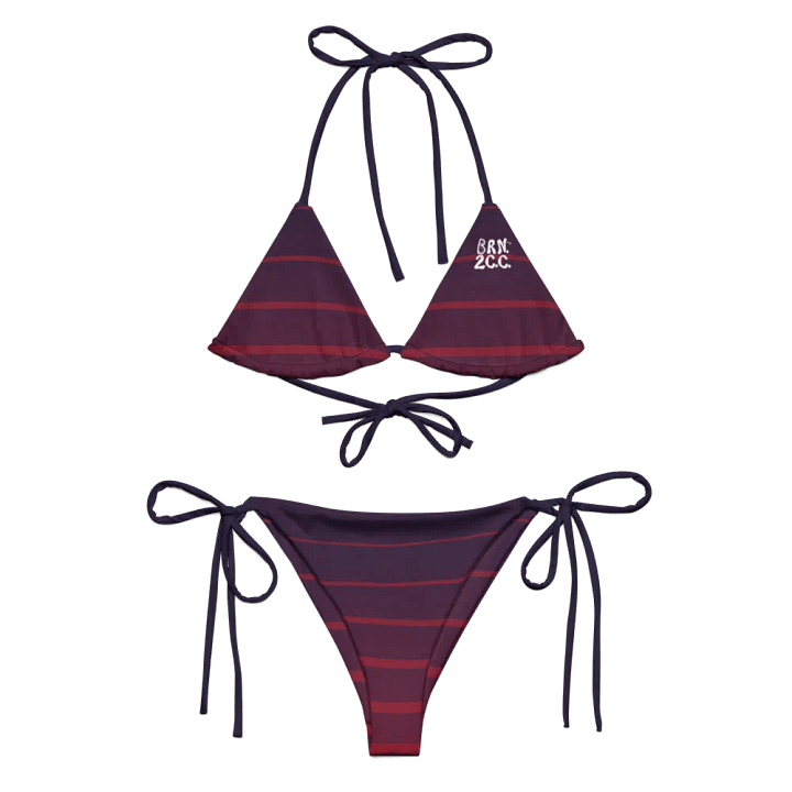 Purple Stripes String Bikini Set – BOURNE to Cape Cod™ | White Logos product image (1)