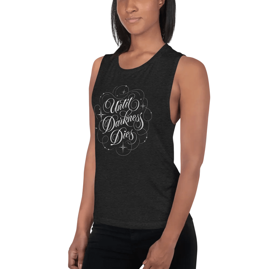 Until Darkness Dies (swirls design) Bella+Canvas Women's Flowy Muscle Tank product image (3)