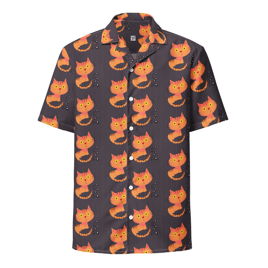 Feasting Ginger Kitty Button-Down Hawaiian Shirt - Charcoal product image (1)