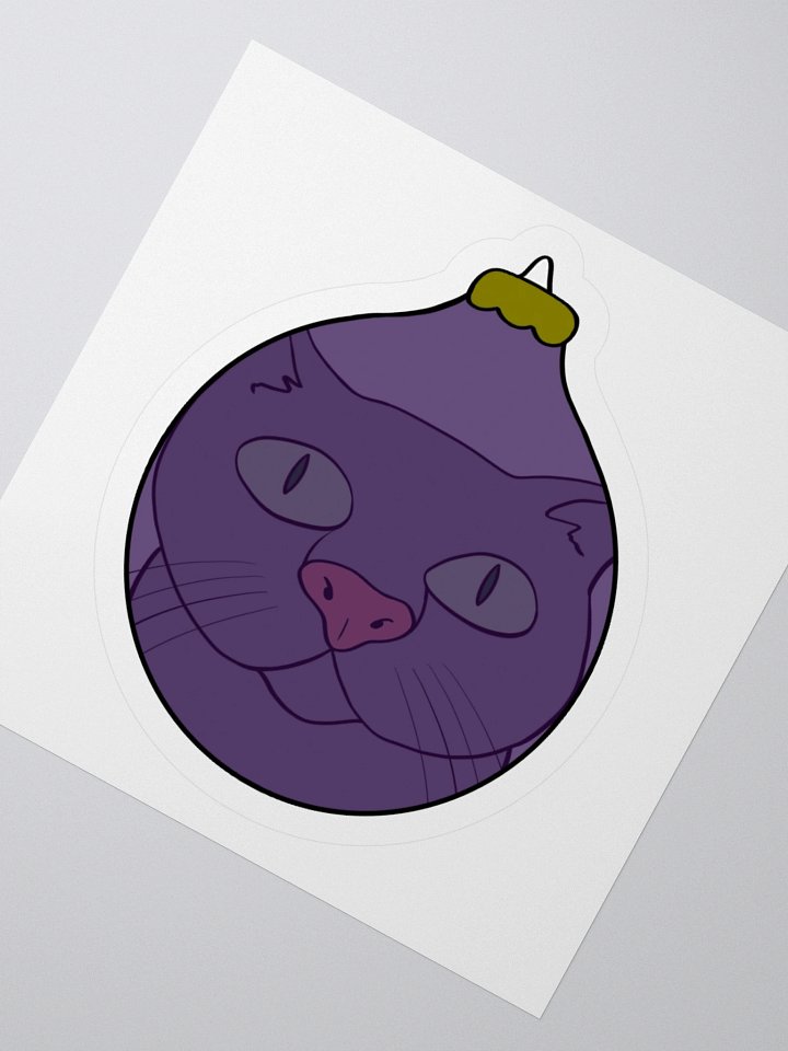 Curious Cat Christmas Kiss Cut Sticker (Purple) product image (2)
