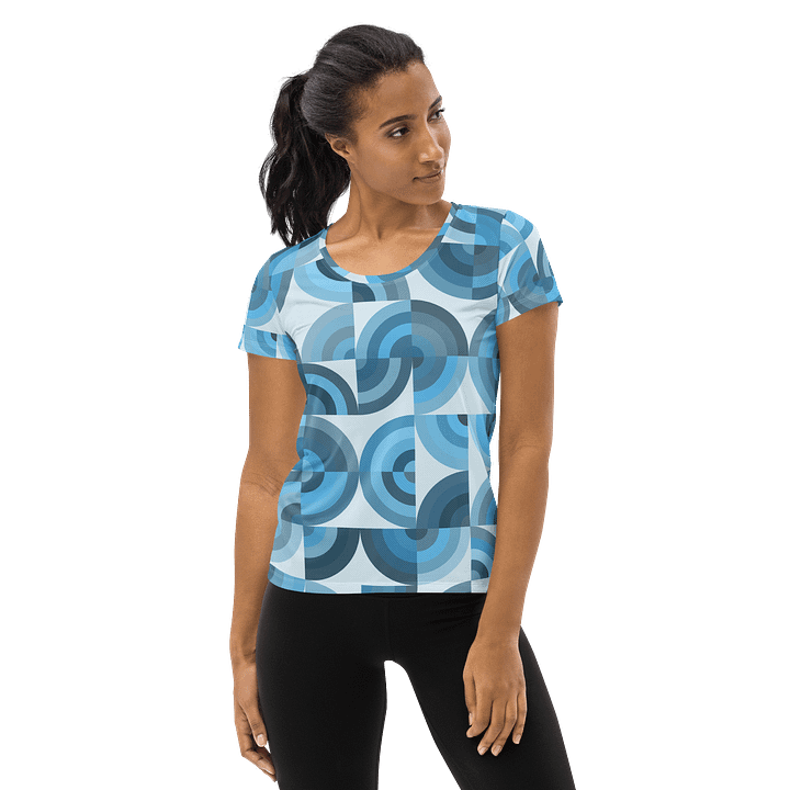 Symmetric Blue Geometric Women's Athletic Tee product image (1)