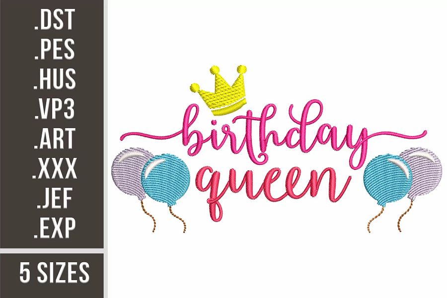 Birthday Queen | Embroidery Design | Embroidery Files product image (1)